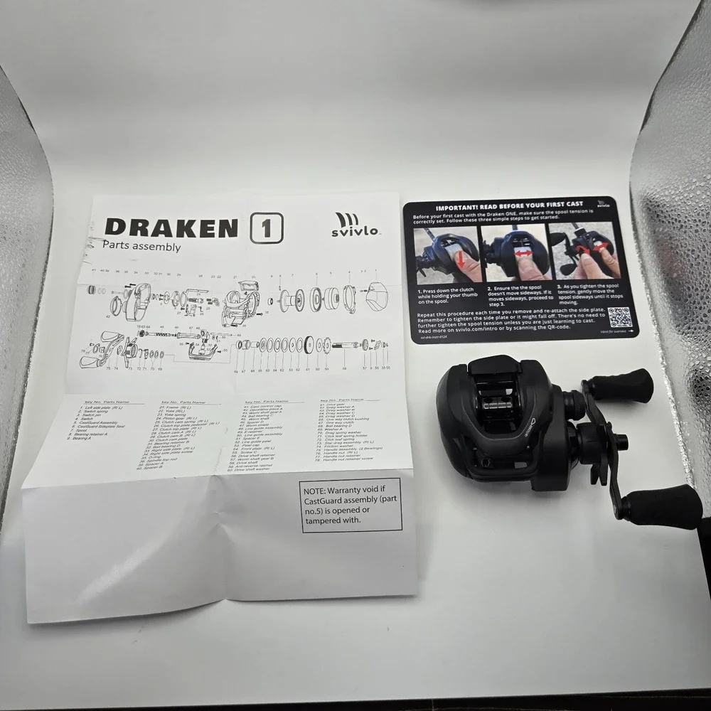 Svivlo Draken 1 Baitcasting Reel 7.3:1 Left Hand LH Fishing Reel - Slightly Used